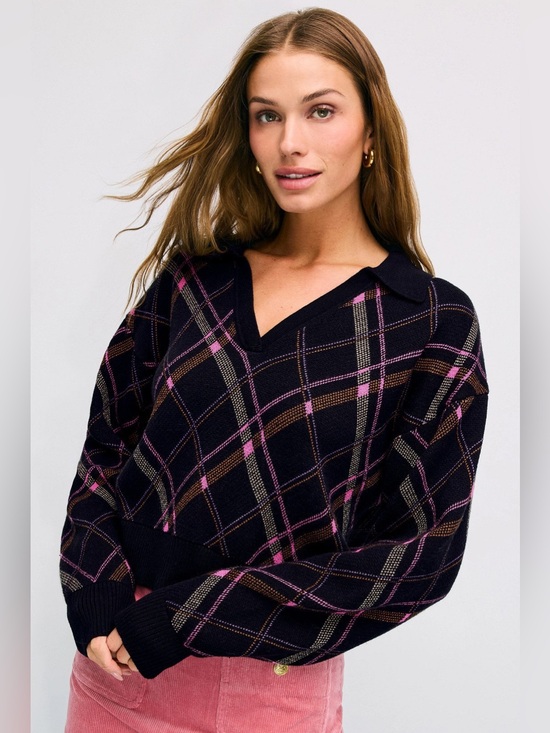 all in motion Sweaters - Untitled in Motion Plaid Knit Polo Sweater Sz M.